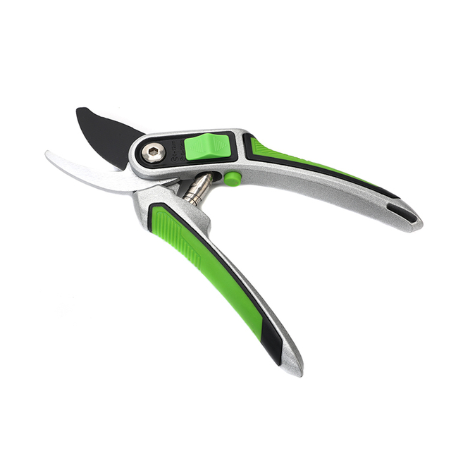 RC123A 20MM Heavy-Duty Bypass Pruner – Ergonomic Aluminum Handle with TPR Grip, One-Button Lock & Size Control, Ideal for Live Branches, Non-Slip Texture, Professional Gardening TooL