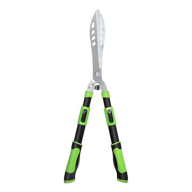 Professional Telescopic Hedge Shear - HRC50-60 Chrome Plated Blades, Adjustable Steel Pole, Powder Coated Handle