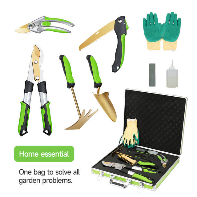 Stainless Steel Gardening Hand Tool Set with Pruner And Storage Box